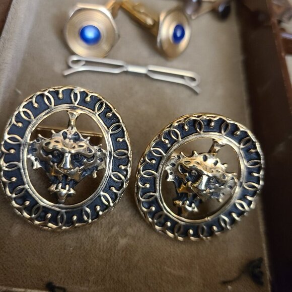 Vintage Brown with Gold Trim Swank Men's Jewelry Box with Mens Jewelry - Picture 3 of 16